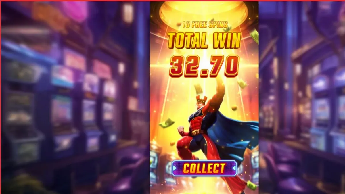 Tampilan visual slot Super Wildrix dengan tema pahlawan super neon.